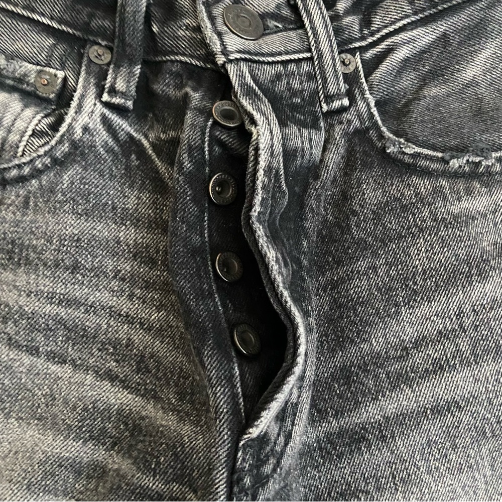 Moussy Vintage Black Odessa Wide Straight Leg‎ High Rise Distressed Jean - Picture 8 of 12